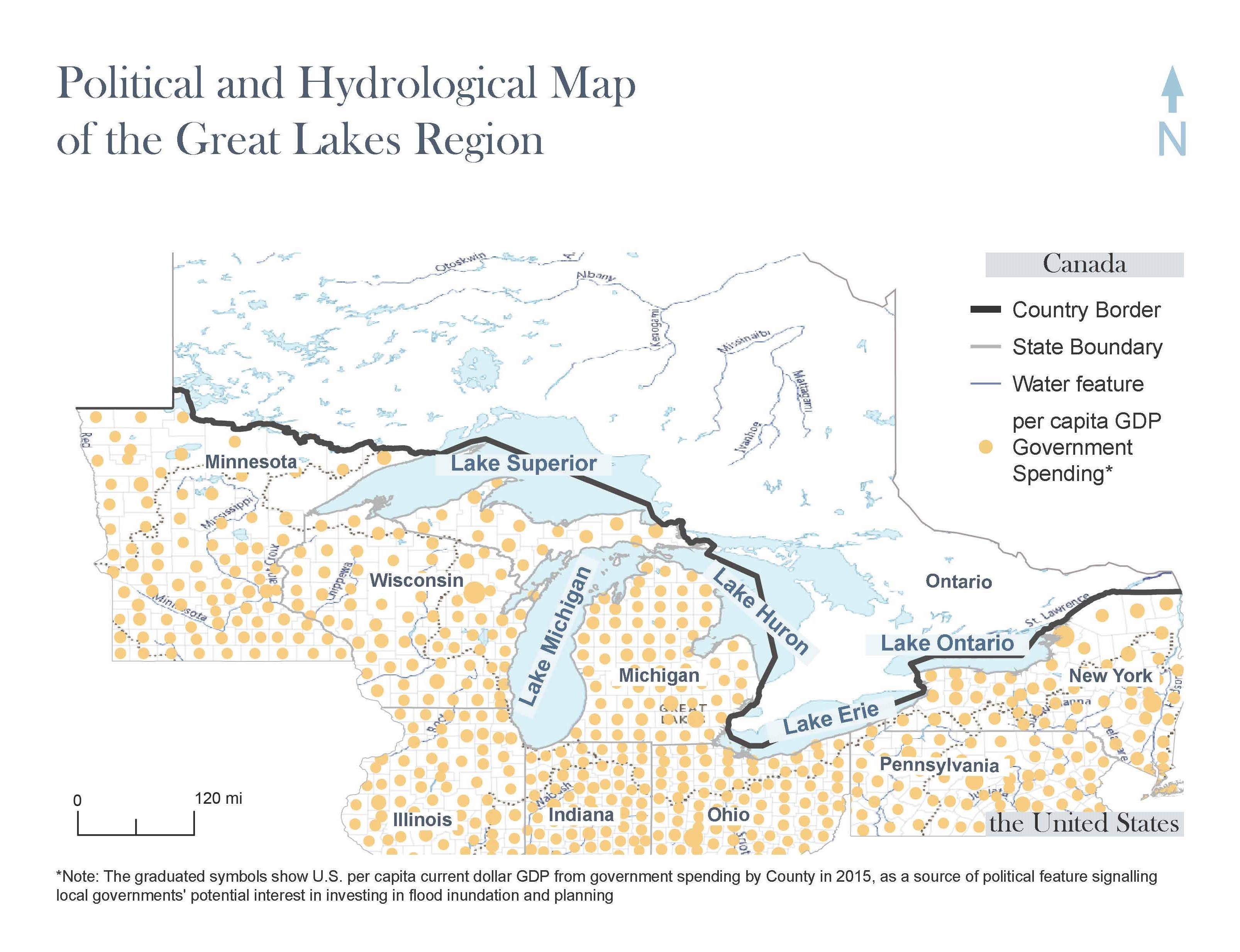 Political and hydrological map