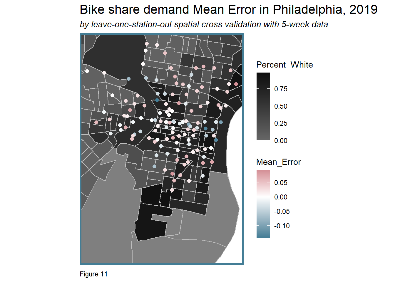 Bikeshare demand error map illustration